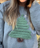 Chenille yarn Ash Gray Christmas Tree Sweatshirt