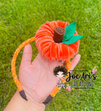 Donut Velvet Pumpkin Clip Fall Bow