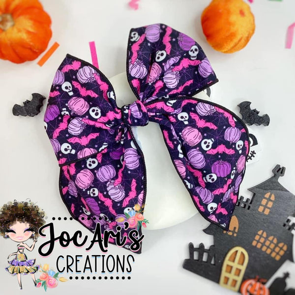 Skulls and Pumpkins Halloween Bow