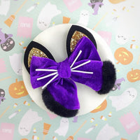 Velvet Cat Bow Halloween Bow