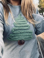 Chenille yarn Ash Gray Christmas Tree Sweatshirt