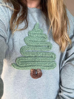 Chenille yarn Ash Gray Christmas Tree Sweatshirt