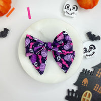 Skulls and Pumpkins Halloween Bow