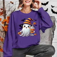 Cute Witches Hat Ghost Halloween Sweatshirt