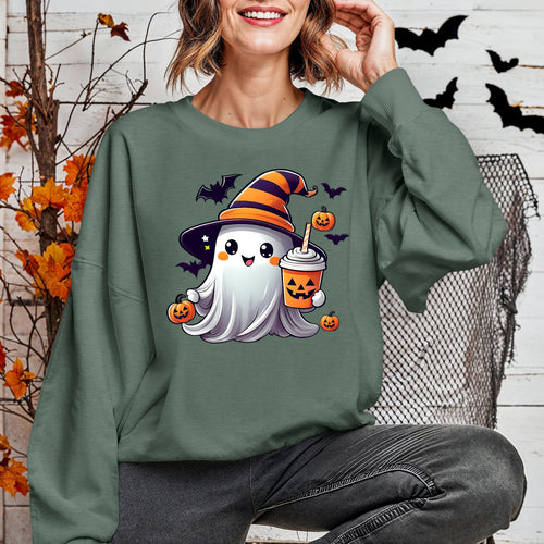 Cute Witches Hat Ghost Halloween Sweatshirt