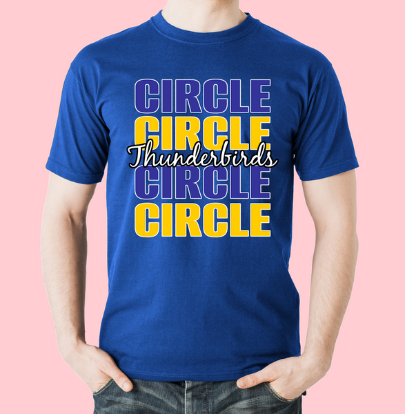 School Spirit Circle Thunderbirds T-Shirt - Adult Sizes