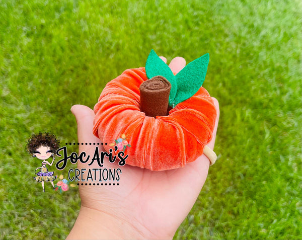 Donut Velvet Pumpkin Clip Fall Bow