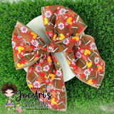 Footballs Hearts and Daisies Fall Bow