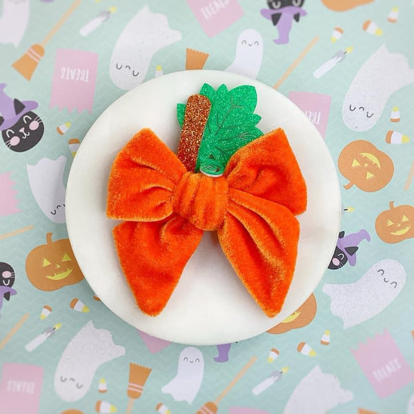 Pumpkin Velvet Fall Bow